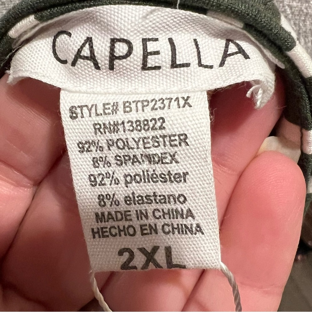 New! Capella Olive & Cream Striped Sleeveless Crop Top Size 2XL NWT! 🌻 - Picture 8 of 9